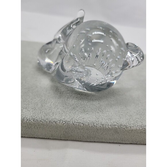Rabbit Art Glass Bullicante Controlled Bubbles Clear Handblown Bunny Paperweight - Picture 11 of 14
